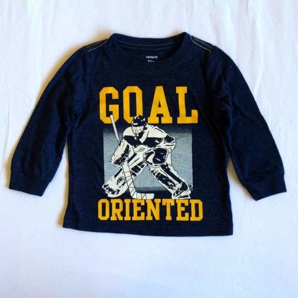 carter's hockey graphic long sleeve shirt 12 months baby boy - Picture 1 of 6